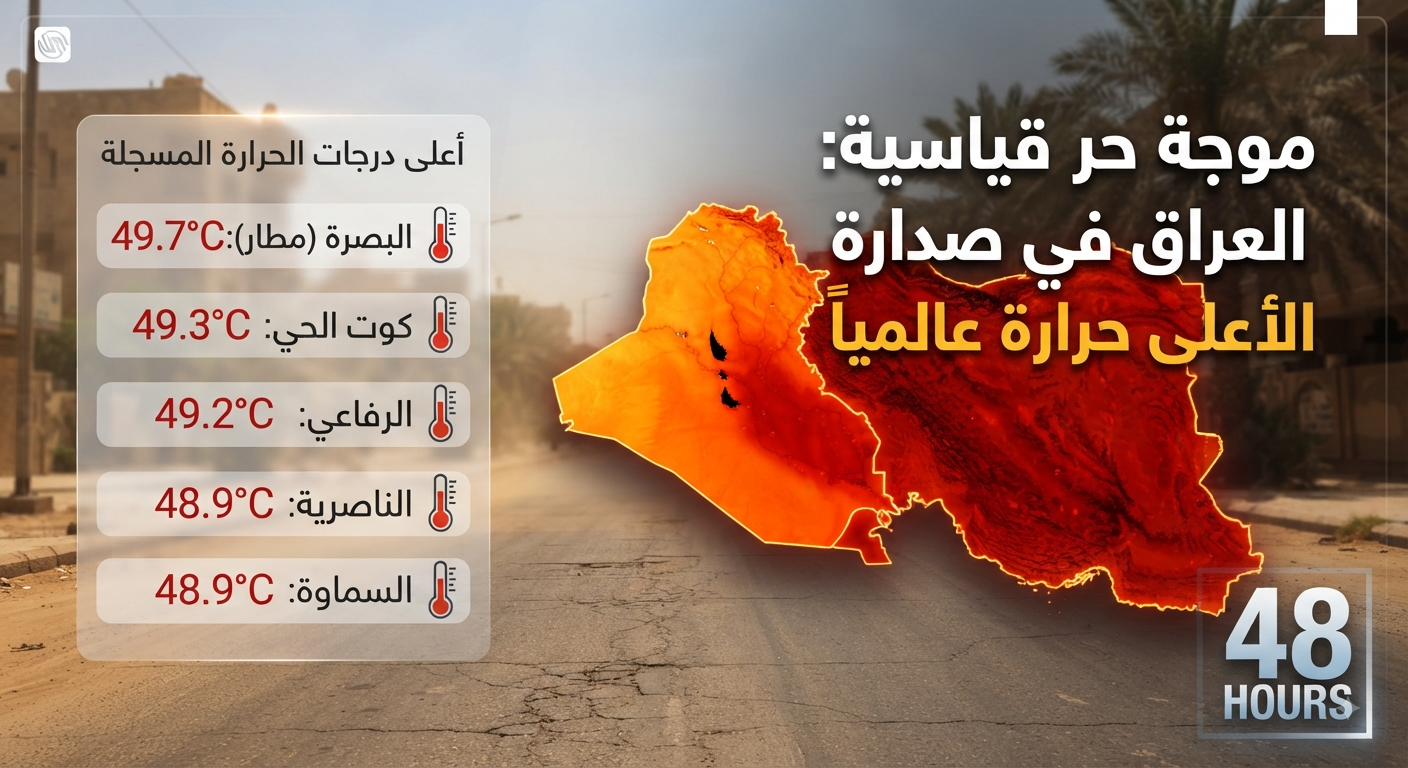 بالأرقام القياسية.. العراق وإيران في صدارة قائمة الأماكن الأكثر حراً على وجه الأرض